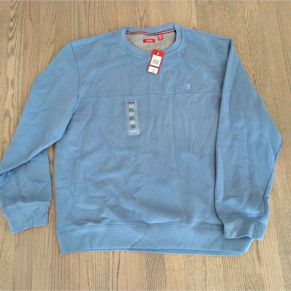 IZOD Crewneck Fleece Sweatshirt Light Blue Cotton NWT Men's XXL NOS